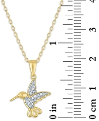 Diamond Accent Hummingbird Pendant Necklace in 14k Gold-Plated Sterling Silver, 16" + 2" extender