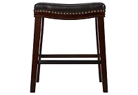 Streamdale 26" Saddle Counter Stool with Nailhead Trim (Set of 2), Dark Brown