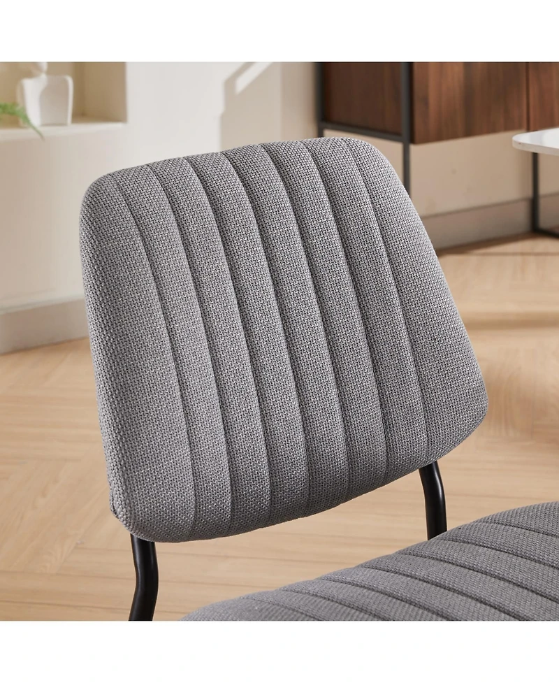 Streamdale Mid-Century Linen Dining Chairs (2) with Adjustable Feet