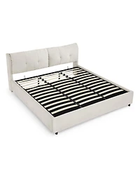 Streamdale King Size Upholstered Platform Bed with Headboard and Hydraulic Lift