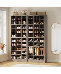 Tribesigns 10-Tier Shoe Storage Cabinet, Gray Wooden Shoe Rack with 30 Cubbies