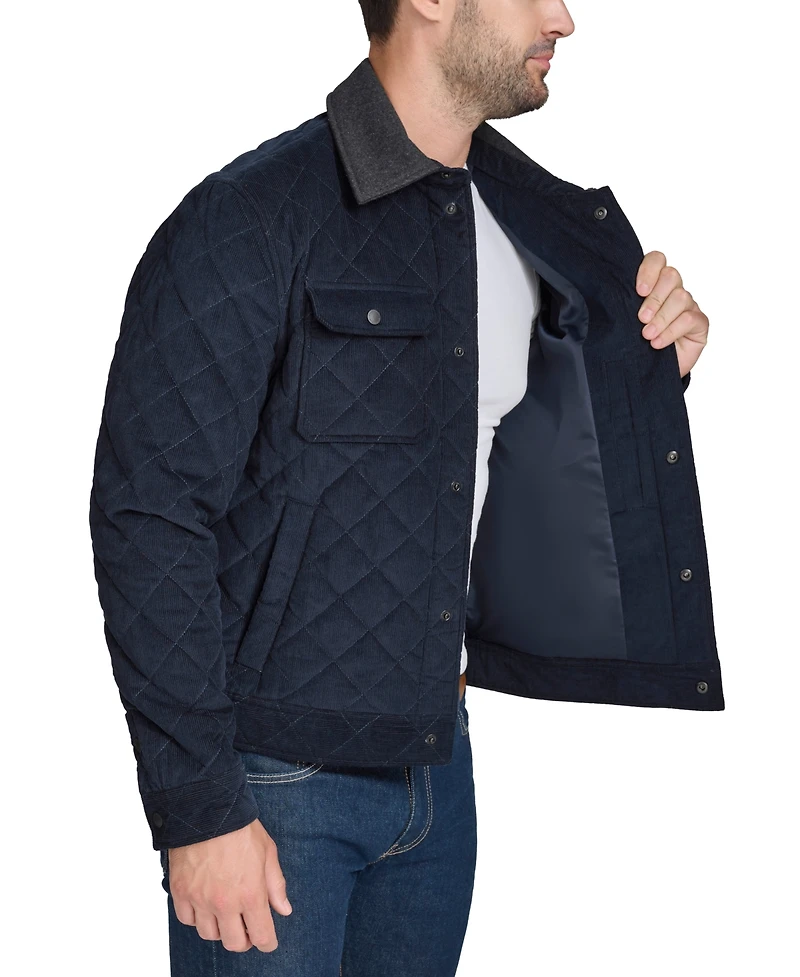 Cole Haan Men's Collared Quilted Button-Front Jacket