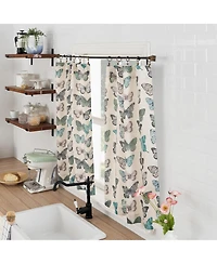 Magdalena Butterfly Print Sheer Rod Pocket Kitchen Curtain Tier Pair
