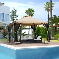 10' x 10' Patio Gazebo with Corner Shelves and Vented Roof