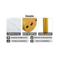 Streamdale Furniture Marble Table and Chair Set: Gold Legs, Plush Chairs