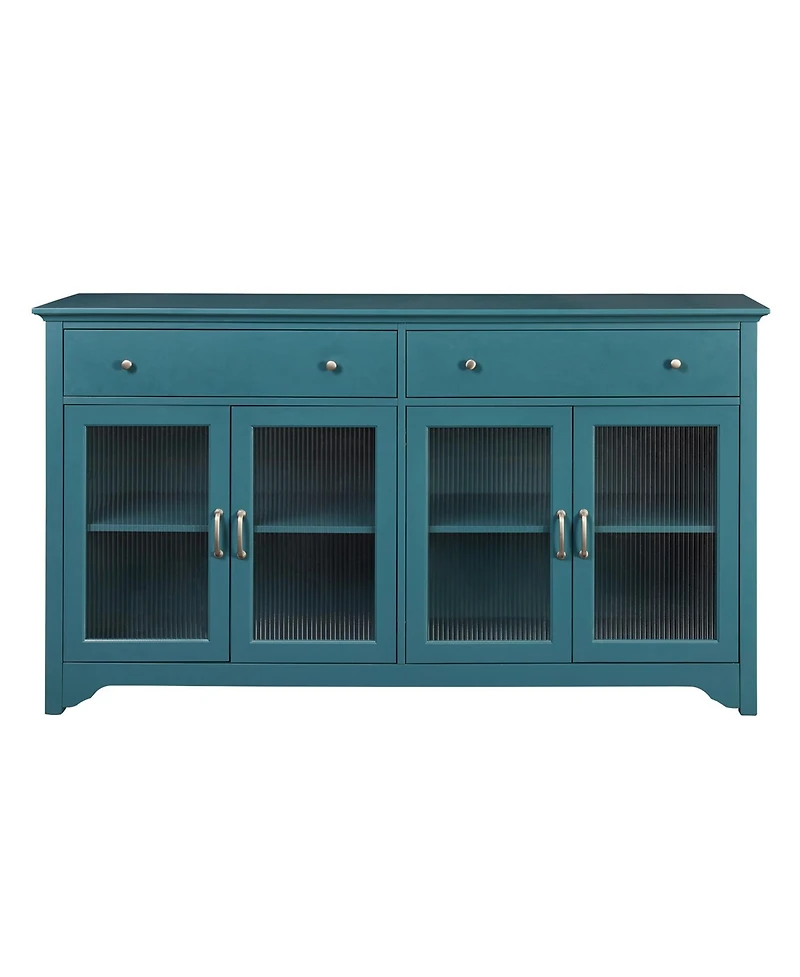 Simplie Fun Teal Blue Tv Console with Adjustable Shelves