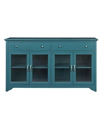 Simplie Fun Teal Blue Tv Console with Adjustable Shelves