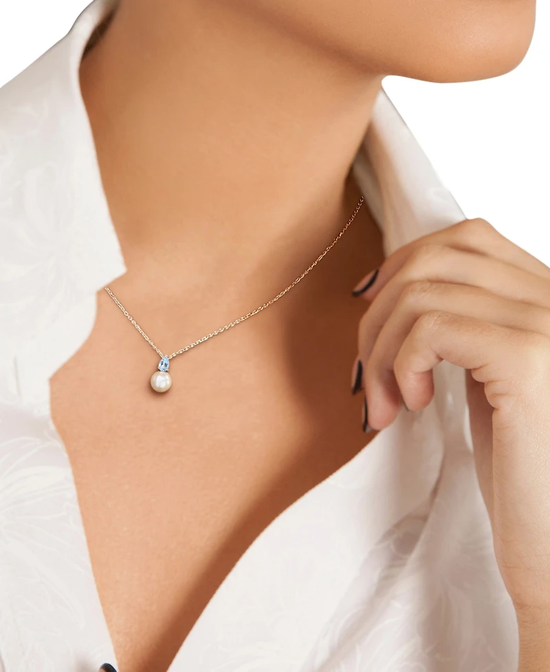 Cultured Freshwater Pearl (8-1/2mm) Birthstone 18" Pendant Necklace 18k Gold-plated Sterling Silver,18k Rose Silver or Sterlin