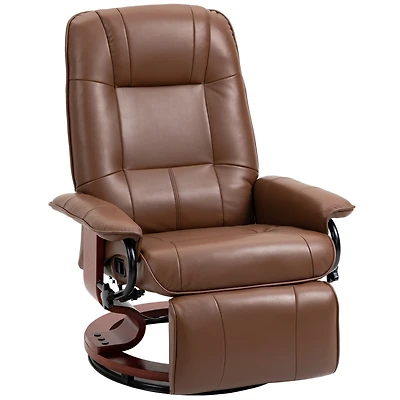 Manual Faux Leather Recliner with Footrest and Swivel Base