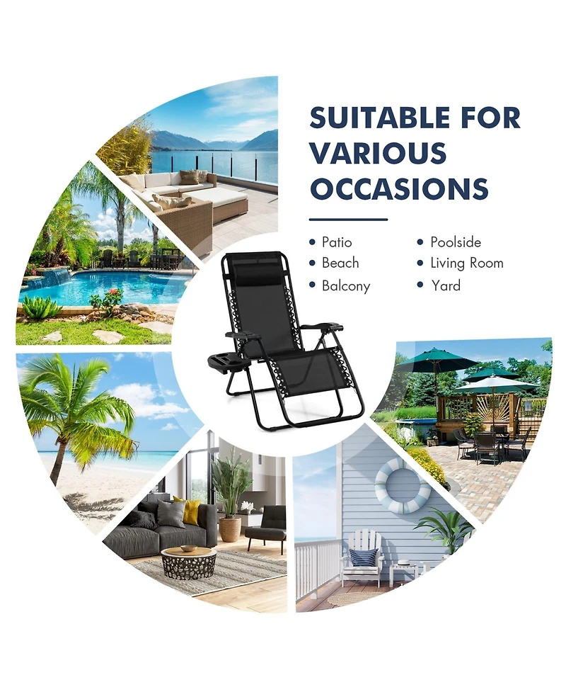 Inolait Outdoor Folding Zero Gravity Reclining Lounge Chair