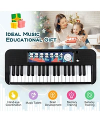 Vebreda Kids Piano Keyboard 37-Key Kids Toy Keyboard Piano with Microphone for 3+ Kids-Pink