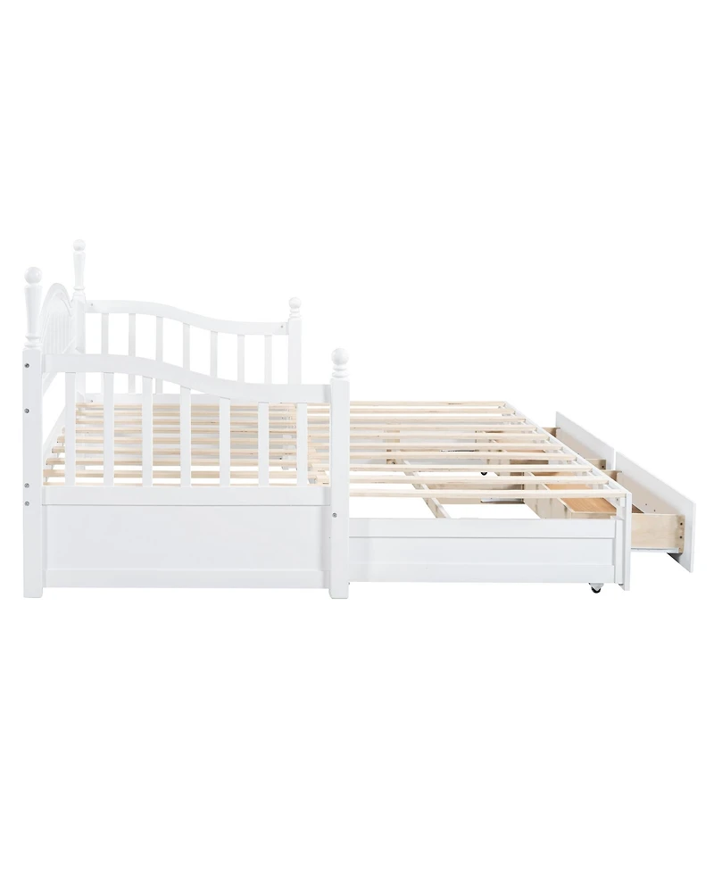 Streamdale Furniture Twin Daybed with Trundle, Storage & Extension, Grey (Arrives 9.12)
