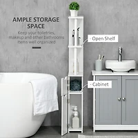 Tall Bathroom Storage Cabinet with Open Shelves and Doors