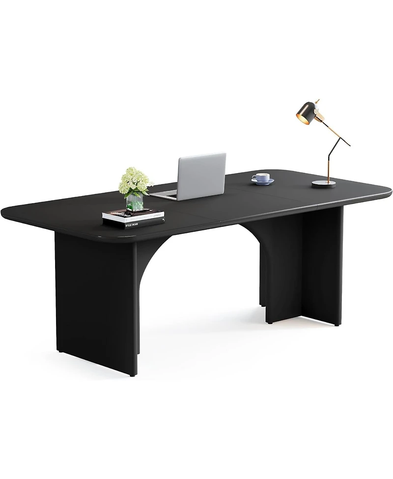 Tribesigns 62.99" Large Desk, Modern Home Office Computer Desk for 1-2 Person, Minimalist Double Pc Writing Table Study Executive with Arch