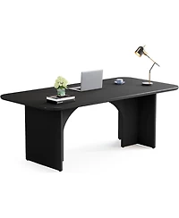 Tribesigns 62.99" Large Desk, Modern Home Office Computer Desk for 1-2 Person, Minimalist Double Pc Writing Table Study Executive with Arch