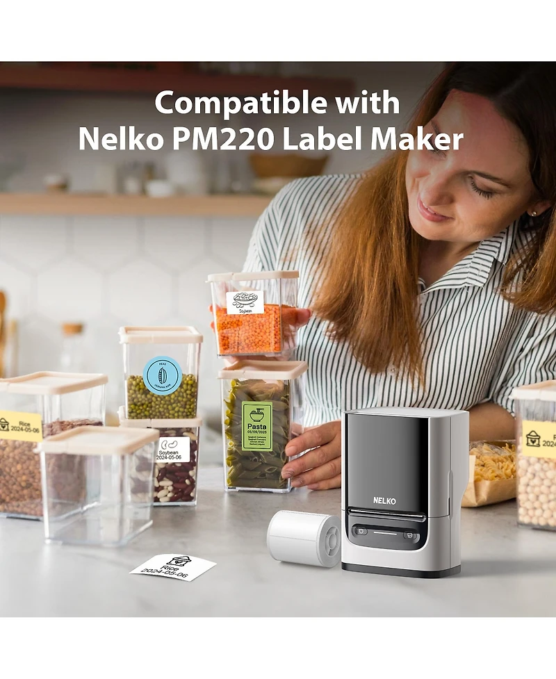 Nelko PM220 Label Maker, x 1.18'' Thermal Sticker Label, Waterproof, Multi-Purpose Tape, 1 Roll of 230 Self-Adhesive Paper (White