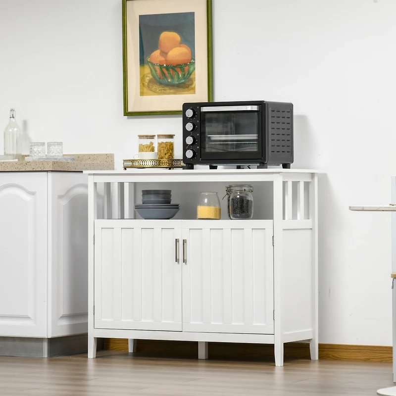 White Buffet Cabinet with Adjustable Shelves