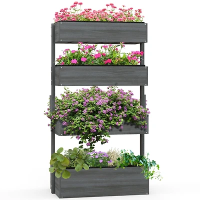 4-Tier Wooden Vertical Planter for Gardens