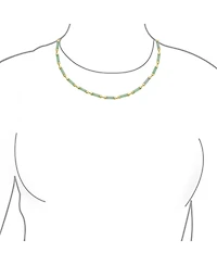Bling Jewelry Asian Style Light Green Natural Jade Strand Tube Bar Link Necklace Collar Gold Plated Sterling Silver 18 Inch