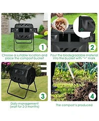 Givimo 43 Gallon Composting Tumbler Compost Bin with Dual Rotating Chamber