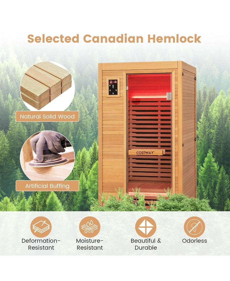 Skonyon New Model Single Person Far Infrared Wooden Sauna for Home