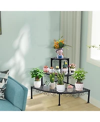 Sugift 3-Tier Corner Metal Flower Ladder Plant Stand