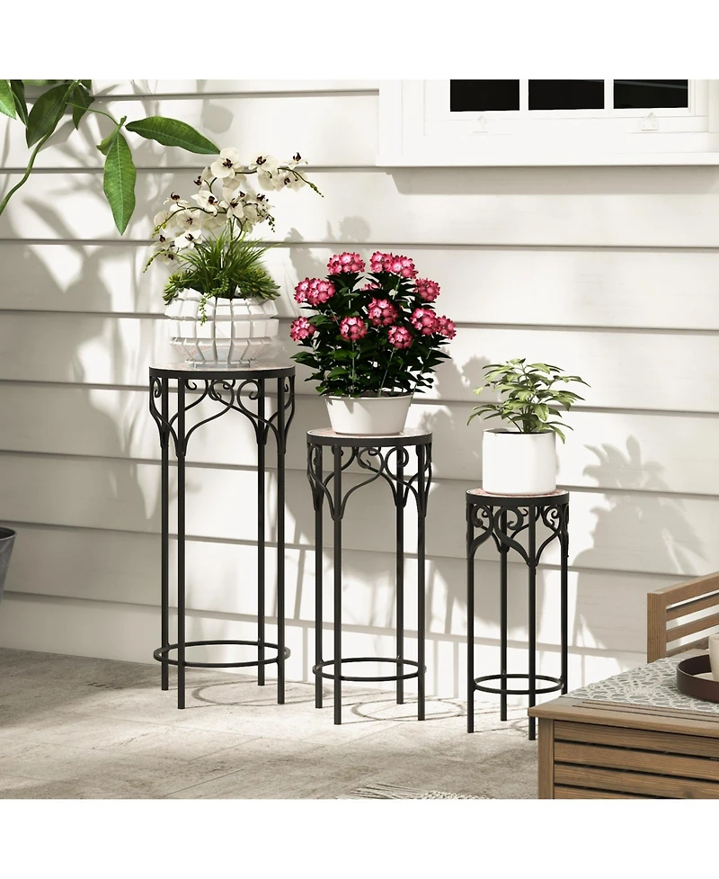 Sugift Decorative Flower Display Holder with Ceramic Top for Patio