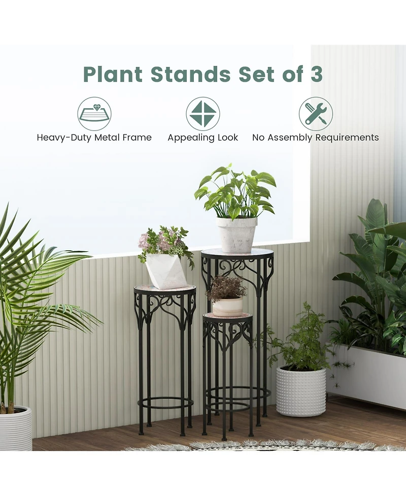 Sugift Decorative Flower Display Holder with Ceramic Top for Patio