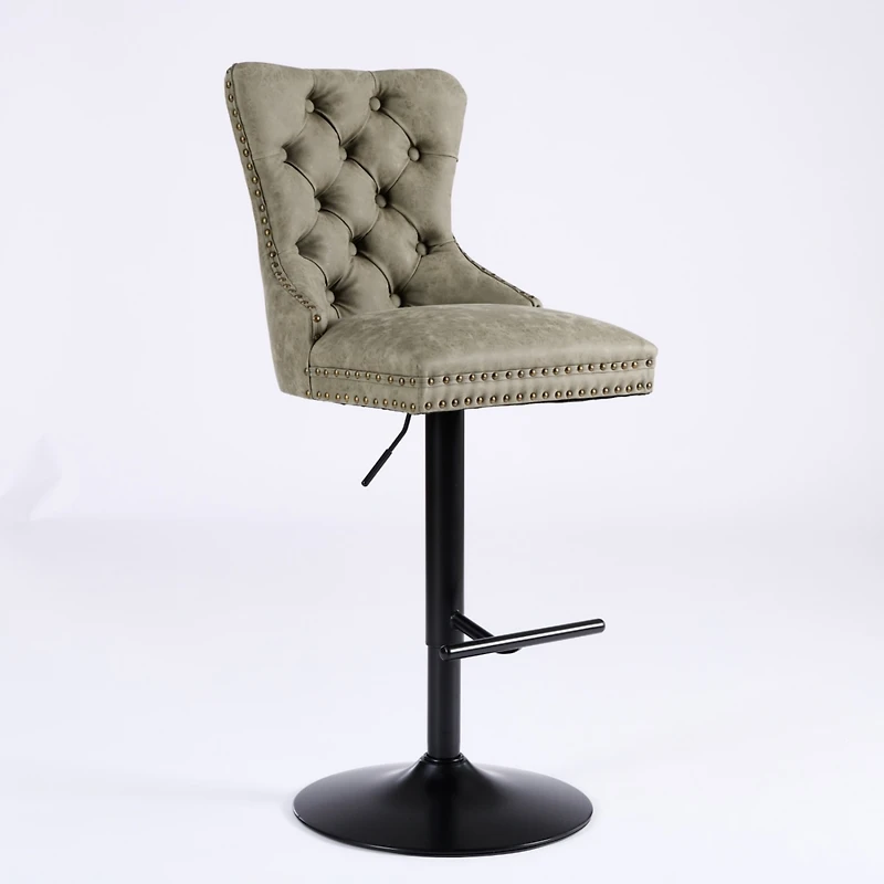 Simplie Fun Aged Pu Swivel Barstools with Adjustable Height and Comfortable Backs (Set of 2