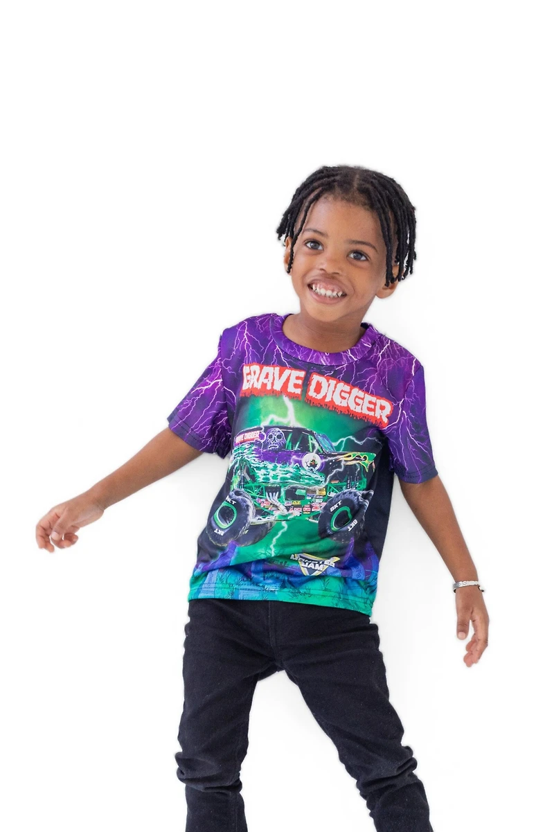 Monster Jam Boys T-Shirt to Grave Digger El Toro Loco Megalodon
