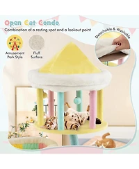 Multi-Layer Cat Tree with 2 Removable Perches Scratching Posts-Color