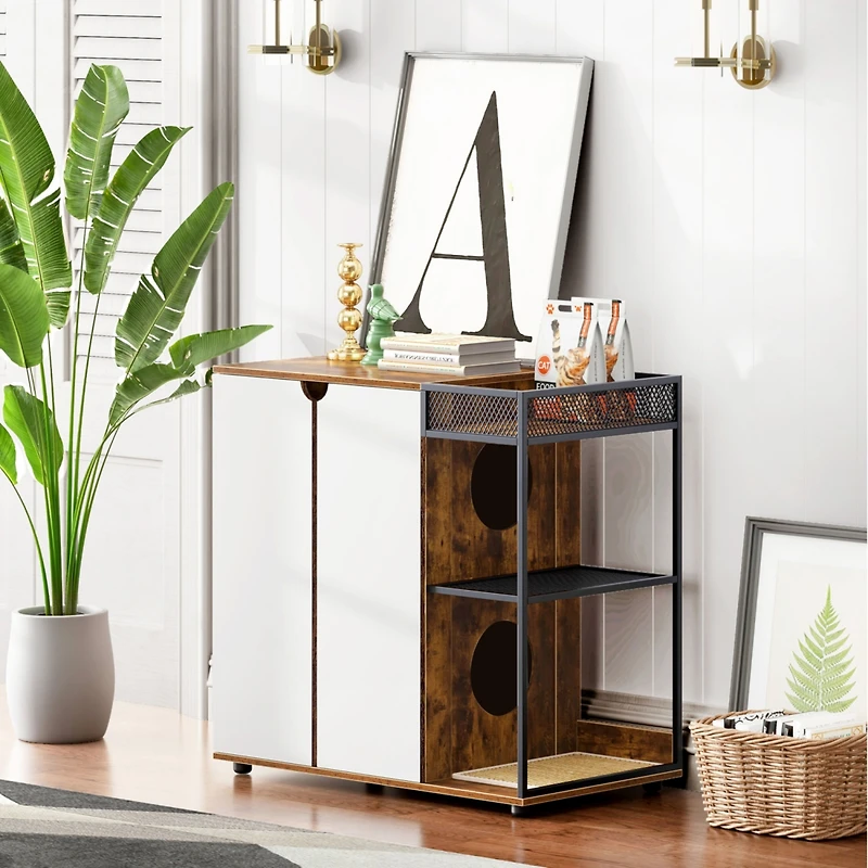 Streamdale Rustic Brown Cat Litter Cabinet