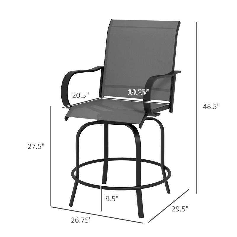 Outdoor Swivel Bar Stools with Armrests, 2-Pack