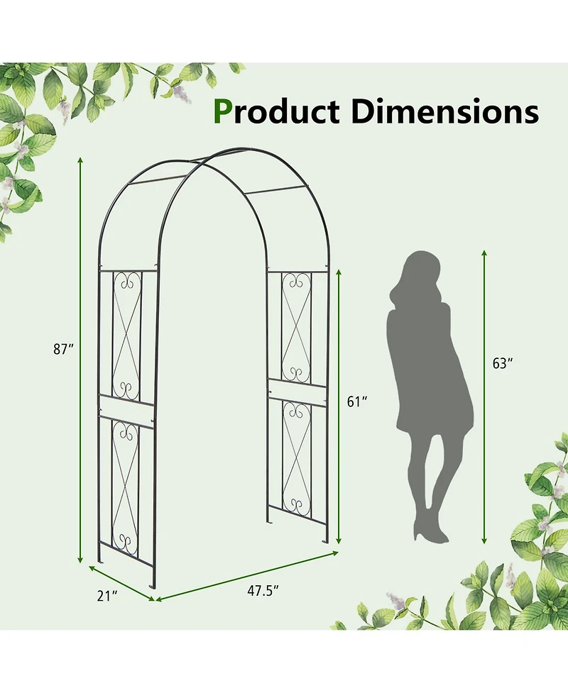 Givimo Garden Arch Arbor Trellis Patio Plant Stand Rack Archway-Black