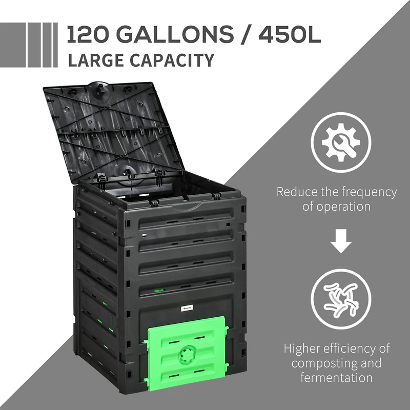 120 Gallon Compost Bin with Vents & Doors for Fertile Soil