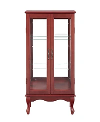Simplie Fun Lighted Display Cabinet with Glass Doors and Adjustable Shelves