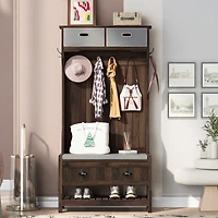 Streamdale 3-in-1 Hall Tree with Hooks, Bench, and Storage