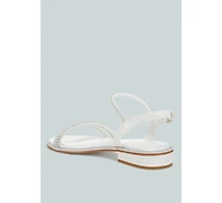 London Rag Nobbity Rhinestone Pearl Detail Flat Sandals