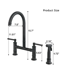 Streamdale Furniture Double Handle Bridge Kitchen Faucet with Side Spray