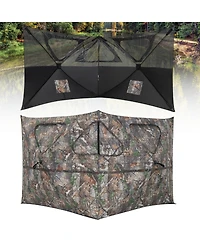 Sugift 2-Panel Hunting Ground Blind Pop Up Fence with 3 Shoot Through Ports