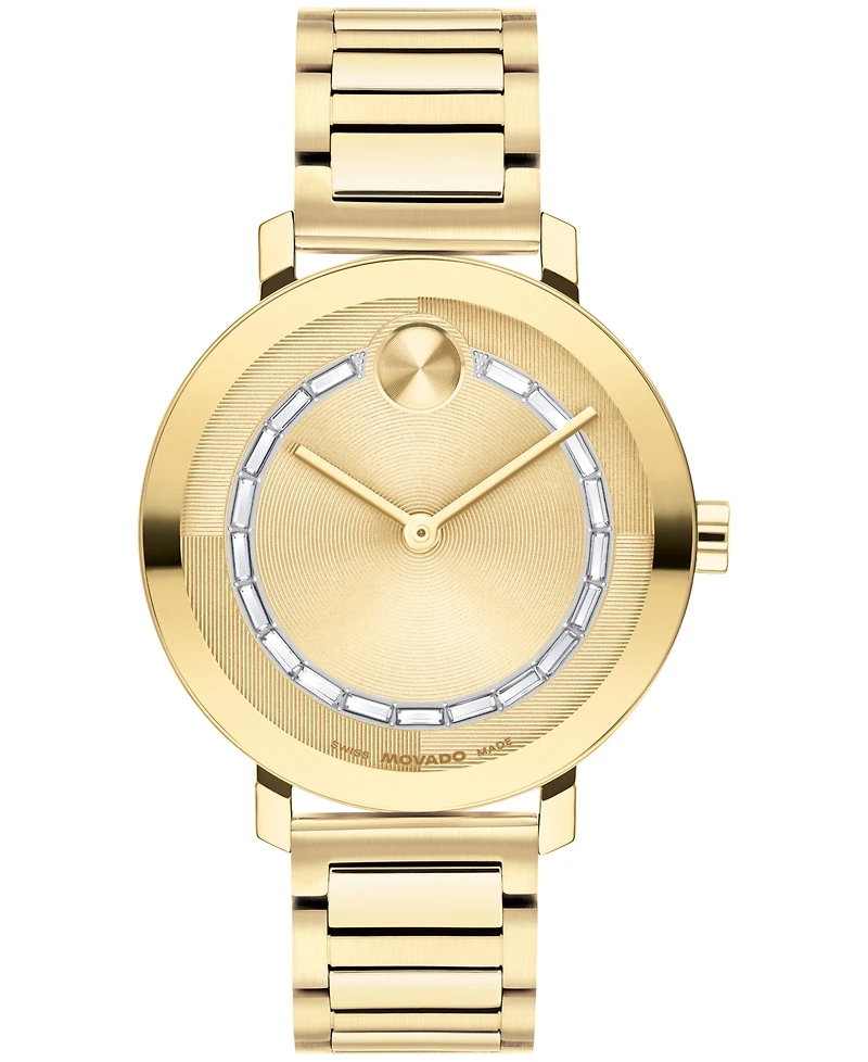 Movado Women's Bold Evolution 2.0 Swiss Quartz Ionic Plated Light Gold Steel Watch 34mm