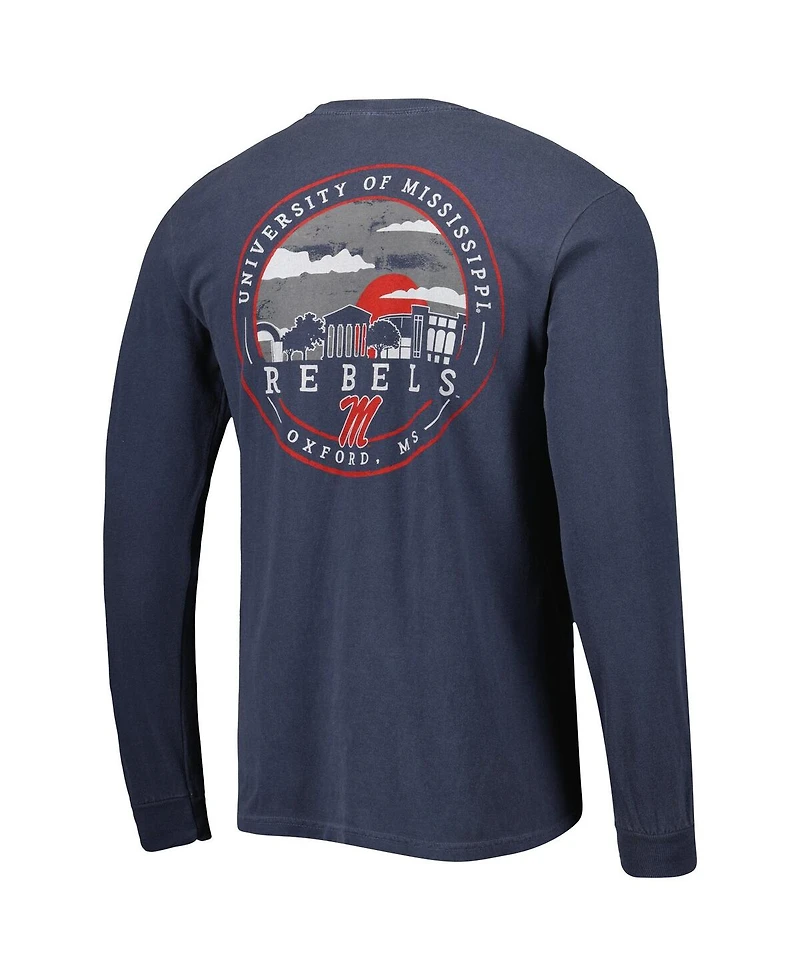 Image One Men's Navy Ole Miss Rebels Circle Campus Scene Long Sleeve T-Shirt