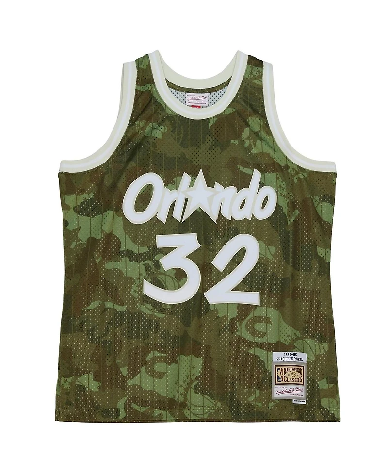 Mitchell & Ness Men's Shaquille O'Neal Camo Orlando Magic Hardwood Classics 1994/95 Ghost Green Swingman Jersey