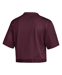 Adidas Women's Maroon Mississippi State Bulldogs Primegreen V-Neck Cropped Jersey