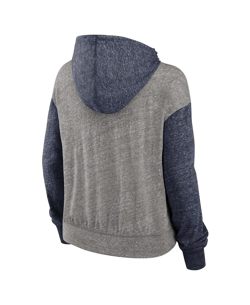 Nike Women's Heather Gray/Navy Penn State Nittany Lions Blitz Color Block Legacy Pullover Hoodie