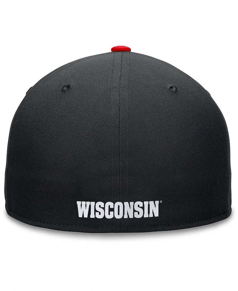 Top of the World Men's Black/Red Wisconsin Badgers Rally Two-Tone Fitted Hat