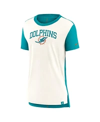 Nike Women's Cream/Aqua Miami Dolphins Wordmark Tri-Blend T-Shirt