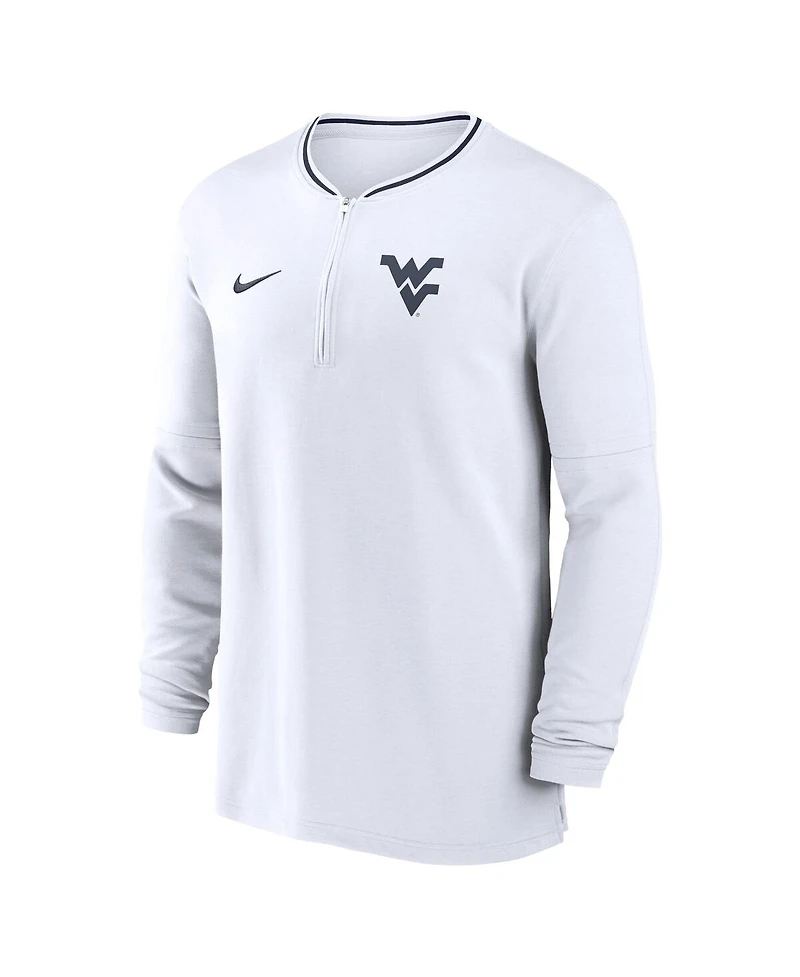Nike Men's White West Virginia Mountaineers 2024 Sideline Coach Performance Half-Zip Long Sleeve Top