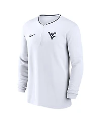 Nike Men's White West Virginia Mountaineers 2024 Sideline Coach Performance Half-Zip Long Sleeve Top