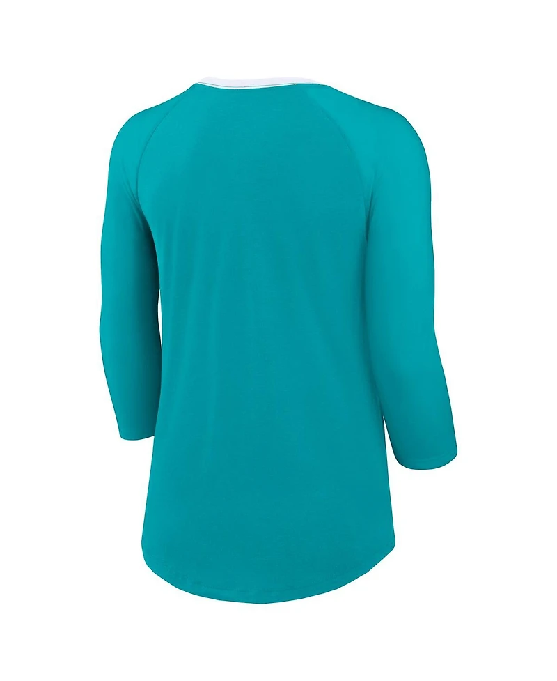 Nike Women's Aqua Miami Dolphins Raglan 3/4 Sleeve T-Shirt